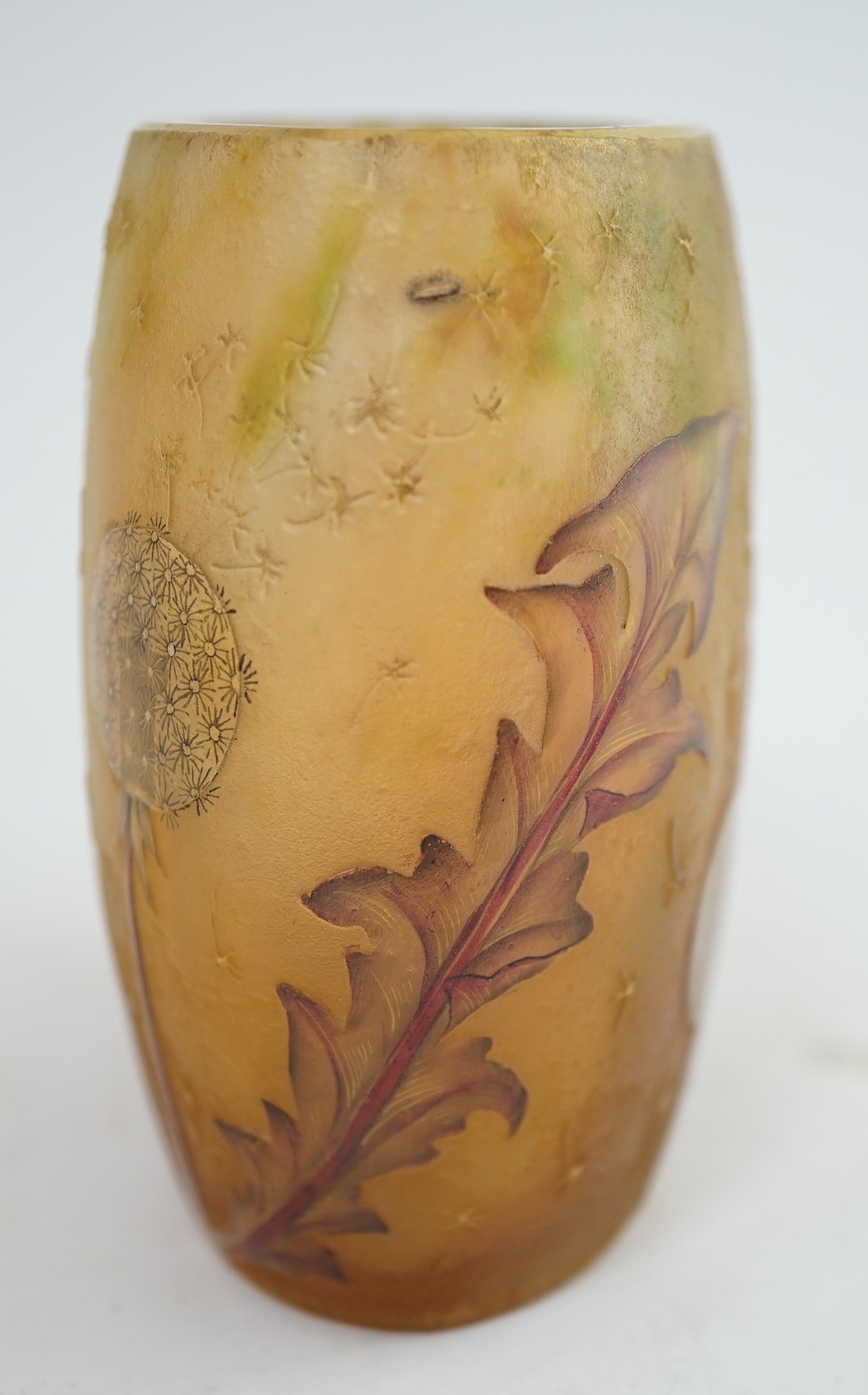 A Daum Nancy cameo and enamelled glass ‘dandelion’ vase, c.1900-10